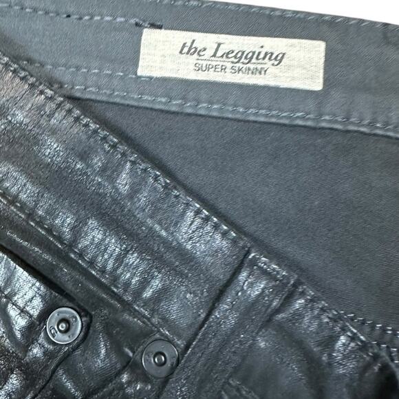 AG Adriano Goldschmeid The Legging Super Skinny Metallic Black Size 26 - Picture 2 of 6